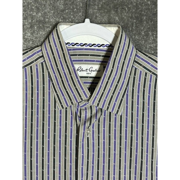 Robert Graham Long Sleeve Button Up Shirt Mens Size 16 - 41 Striped Stripes - Picture 5 of 12